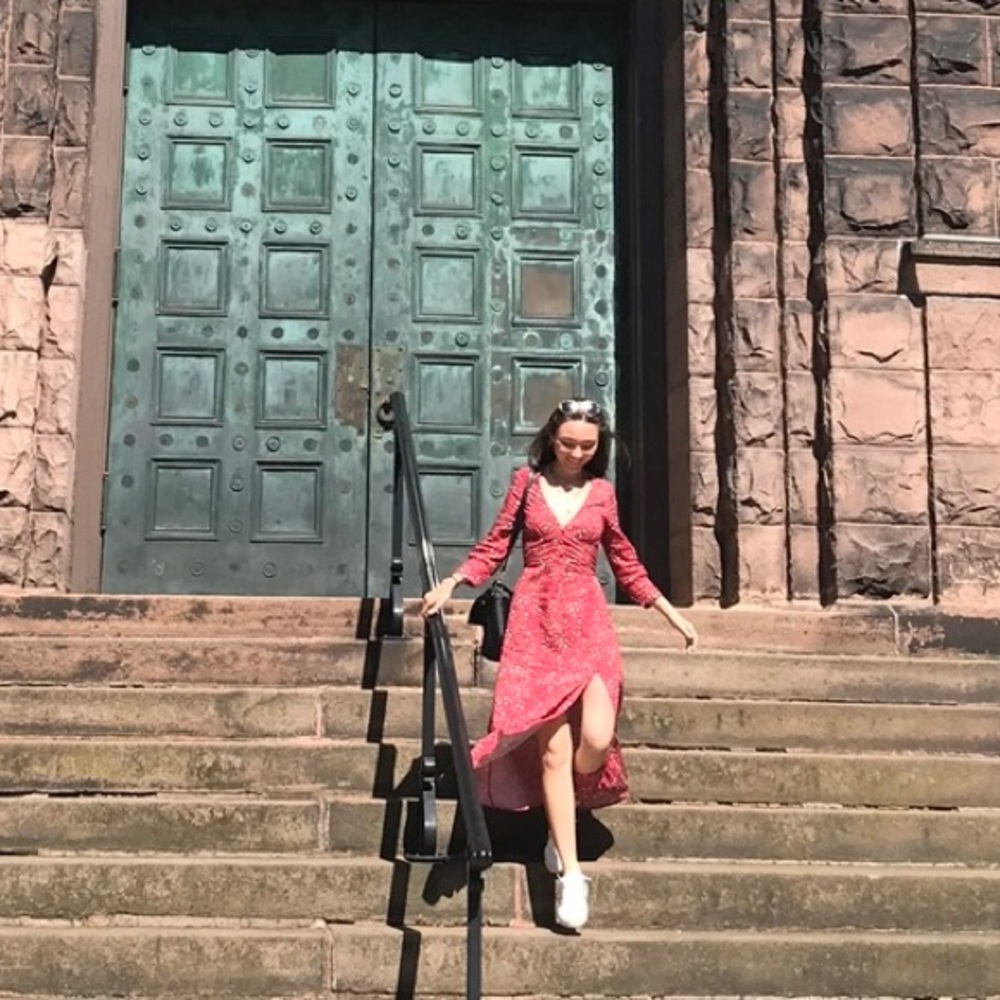 Zara Red cheetah maxi dress